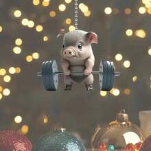 1pc 2D Acrylic Muscle Pig Rearview Mirror Decorative Pendant, Backpack Keychain Decorative Pendant, Home Decoration Products - Multicolor - View 7