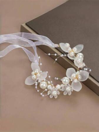 Diadema con corona de flores para niñas, diadema floral de princesa para fiesta de cumpleaños, actuación en escenario, presentación, estilo fairy-core, color rosa