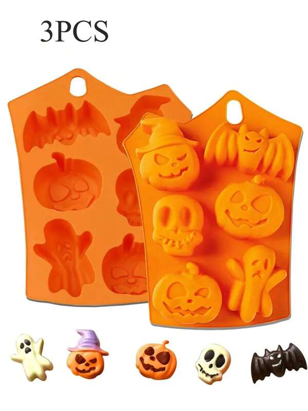 1/2/3PCS Halloween Mold, Non-Stick Halloween Silicone Pumpkin Mold Cake Plate, Halloween Chocolate Candy Cup, Bat, Skull, Ghost Shape, Suitable For Kitchen DIY Silicone Baking Mold. Halloween Decor Halloween Party Favors Halloween Party Supplies Halloween Halloween Decor Halloween Decorations Halloween Home Halloween Party Halloween Party