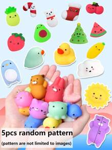 5/10pcs Kawaii Squishies, Fruits Animals Mochi Squishy Toys, Mini Stress Relief Toys For Christmas Party Favors, Classroom Prizes, Birthday Gift (Random Pattern)