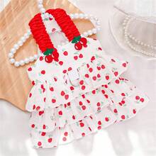 1 件带牵引绳的宠物连衣裙，透气夏季狗/猫分层芭蕾舞裙，适合小型/中型犬 - 紅色 - 查看 13