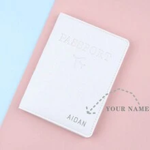 1 PC Cá Tính Văn Bản/Chữ In Tên Bao Da PU Bao Da Hộ Chiếu, Du Lịch Unisex Đựng Hộ Chiếu, Quà Tặng Du Lịch, Ngày Lễ/Quà Tặng Công Ty - trắng - Xem 4