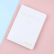 1 PC Cá Tính Văn Bản/Chữ In Tên Bao Da PU Bao Da Hộ Chiếu, Du Lịch Unisex Đựng Hộ Chiếu, Quà Tặng Du Lịch, Ngày Lễ/Quà Tặng Công Ty - trắng - Xem 2