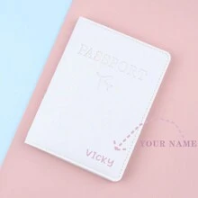 1 PC Cá Tính Văn Bản/Chữ In Tên Bao Da PU Bao Da Hộ Chiếu, Du Lịch Unisex Đựng Hộ Chiếu, Quà Tặng Du Lịch, Ngày Lễ/Quà Tặng Công Ty - trắng - Xem 1