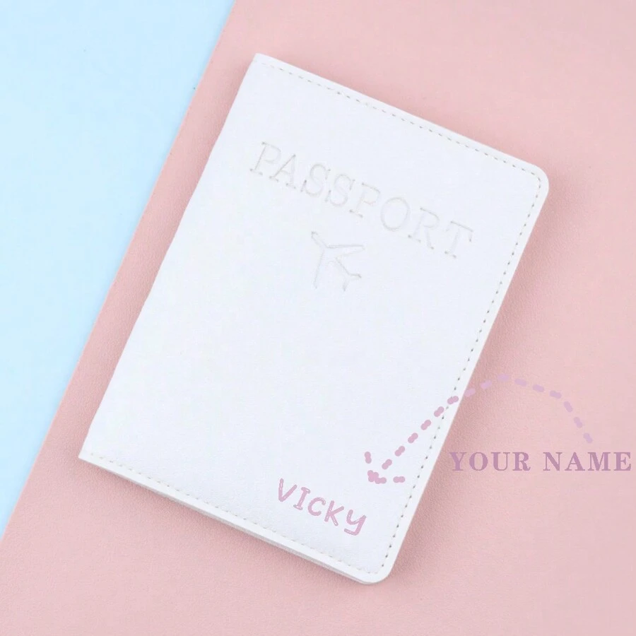 1 PC Cá Tính Văn Bản/Chữ In Tên Bao Da PU Bao Da Hộ Chiếu, Du Lịch Unisex Đựng Hộ Chiếu, Quà Tặng Du Lịch, Ngày Lễ/Quà Tặng Công Ty - trắng - Xem 1