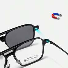 Ultra-Light Pure Titanium Magnetic 3-In-1 Detachable Eyeglasses For Men, Driving Eyeglasses With Double-Bridge Frame Glasses Accessories - Black - View 10