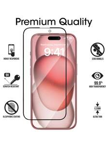 2 包苹果丝印高清手机屏幕保护膜适用于 iPhone15Promax 15 16Pro 15plus 14Promax 14Pro 14 14plus 13Promax 13 13Pro 12 11 XR 生日、家人、朋友钢化玻璃礼物，手机配件