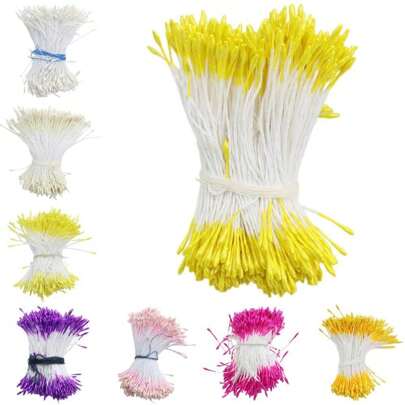 360 piezas de estambres de flor de perla sintética de 1 mm para arreglos florales y manualidades DIY, corazones de flor de perla sintética para decoración del hogar, materiales DIY, vuelta al colegio, Día de San Valentín