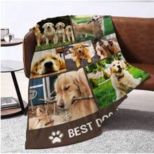 1pc Personalised Flannel Blanket With Multiple Photos, Customize Pet Photos,Cute Puppy Photo,HD Print Custom Photo Blanket, Commemorative Blanket, Great Holiday Gift