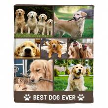 1pc Personalised Flannel Blanket With Multiple Photos, Customize Pet Photos,Cute Puppy Photo,HD Print Custom Photo Blanket, Commemorative Blanket, Great Holiday Gift