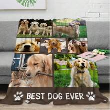 1pc Personalised Flannel Blanket With Multiple Photos, Customize Pet Photos,Cute Puppy Photo,HD Print Custom Photo Blanket, Commemorative Blanket, Great Holiday Gift