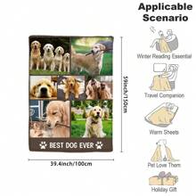 1pc Personalised Flannel Blanket With Multiple Photos, Customize Pet Photos,Cute Puppy Photo,HD Print Custom Photo Blanket, Commemorative Blanket, Great Holiday Gift