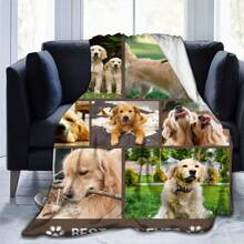 1pc Personalised Flannel Blanket With Multiple Photos, Customize Pet Photos,Cute Puppy Photo,HD Print Custom Photo Blanket, Commemorative Blanket, Great Holiday Gift
