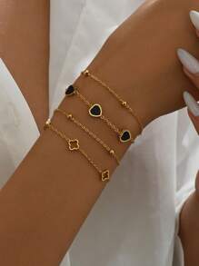 18K Gold Plated Stainless Steel Elegant Casual & Office Wear Adjustable Double-Layer Bracelet For Women