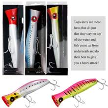 Simulated Fishing Bait Topwater Fishing Lures GT Popper Lures Saltwater Popper Lures Floating Fishing Lures Tuna Popper Lures With 3X Strong Hook Surf Fishing