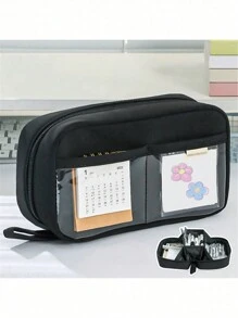 大容量铅笔盒、文具袋、铅笔盒、大号铅笔盒、手提铅笔盒、文具盒、化妆包、化妆包、便携礼品，适合办公室、学校、青少年、女孩、男孩返校季使用，铅笔袋、书包 - 單件 - 查看 9