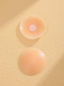 2pcs Round Shape Liquid Silicone Reusable Sticky Boob Nipple Covers, Washable - Apricot - View 3