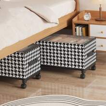 Scatola da sotto il letto con ruote e coperchio antipolvere trasparente, grande capacità per coperte, biancheria da letto, vestiti e forniture scolastiche/per insegnanti, decorazioni per festival, decorazioni per camera da letto, decorazioni per la casa, decorazioni per stanze, organizer per vestiti, pantaloni, scarpe, jeans, stivali, gonne, maglie bianche da donna, pantaloni neri da donna, abbigliamento invernale da donna, abiti
