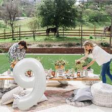 1 pieza Globo digital blanco lechoso de 32 pulgadas, globo inflable gigante, se puede combinar libremente con números, adecuado para varios propósitos como decoración de fiesta de banquete, decoración de baile de graduación, etc., mejorando la atmósfera del espacio (números del 0 al 9) - lechoso - Ver 5