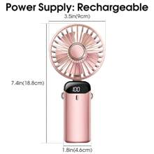Portable Handheld Mini Fan, 1200mAh Battery Operated Fan With LED Display, Handheld/Neck/Desk 3 In 1 Personal Small Fan, 90° Foldable Desk Fan With Base, 5 Speed Lash Fan Makeup Fan For Women