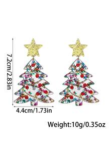 1 Pair Of European And American Christmas Jewelry Sweet Cartoon Design Bell Star Sequin Christmas Tree Acrylic Earrings Female Earrings