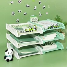 3-Tier Horizontal File Organizer Rack, Multi-Layer Desktop Document Tray, Plastic Storage Holder For Office Supplies - Multicolor - View 1