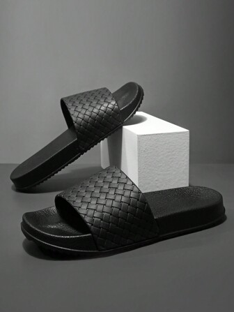 Men's Summer Plaid Woven Criss-Cross EVA Sandals, Open Toe Casual Non-Slip Slippers, Suitable For Indoor/Outdoor, Beach, Shower, Spring/Summer Couple Styles, Size 38-49