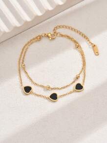18K Gold Plated Stainless Steel Elegant Casual & Office Wear Adjustable Double-Layer Bracelet For Women