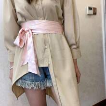 Women's Wide Satin Belt, For Wedding Gown, Bow Tie Back Closure Halloween Valentine's Day Valentines Summer, School - Multicolor - View 9