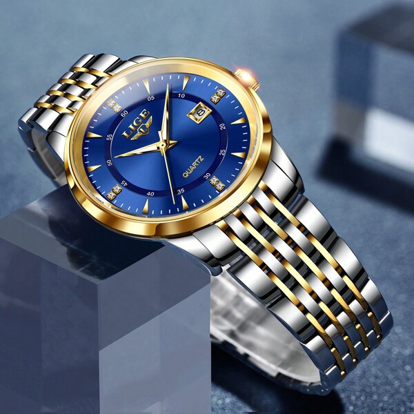 LIGE LIGE New Quartz Movement Men's Watch Top Luxury Fashion Stainless Steel Luminous Waterproof 30m Business Watch