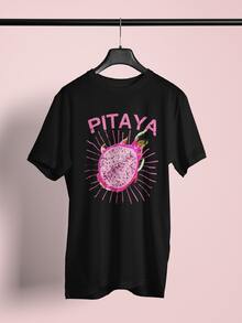 Women's Blouse 100% Cotton PITAYA T-Shirt - 黑色 - 查看 4