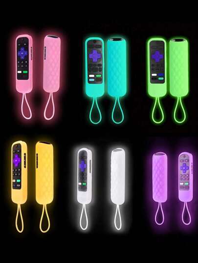 Funda protectora de silicona que brilla en la oscuridad para el control remoto de la TV Hisense Roku, multicolor (consulte los detalles del producto para ver las instrucciones de brillo)