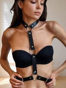 1 件女性性感吊袜带连体裤，朋克镂空吊带笼式连体裤，女性性感内衣及内衣配件，性感束缚连体裤，哥特式臀部吊袜带 - 女性性感成人内衣和大胆外观内衣配件，性感内衣。性感内衣 - 黑色 - 查看 3