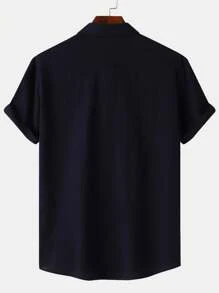 Camisa de manga corta a rayas de un solo color para hombre de verano