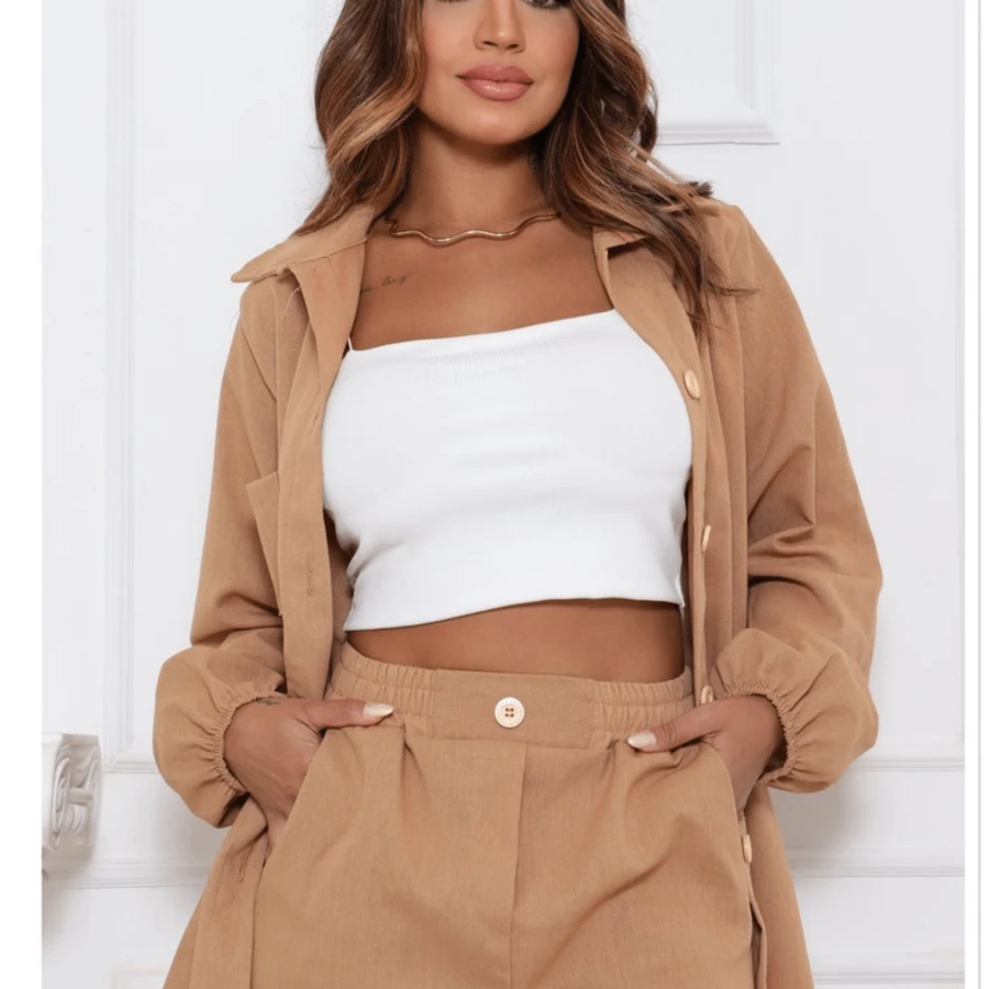 Nair Linen Shirt And Shorts Set - Ginger - View 1