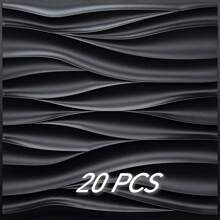 NKEN Panouri de perete 3D artistice cu model liniar. 29,4 x 29,4 cm, alb mat/negru. Material, inodor, ușor, ușor de instalat, rezistent la foc, impermeabil și la umezeală, potrivit pentru decorarea pereților în case, camere, băi, dormitoare și camere de zi. Ziua Mamei.