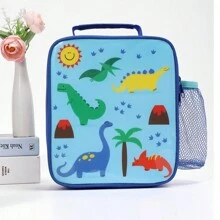 Cartoon Dinosaur Insulated Lunch Bag, Outdoor Portable Gift, Holiday Present - Blue - View 2
