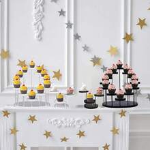 Un juego de estantes de exhibición, soporte giratorio acrílico de múltiples capas para exhibir joyas, anillos y pulseras