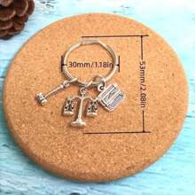 Men's Lawyer Justice Keychain, Zinc Alloy Pendant Backpack Keychain With Hammer, Scale, And Typewriter