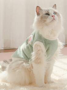 Ropa para gatos Chaleco y abrigo de felpa cálida para gato Ragdoll, perros pequeños, gatito, ropa para mascotas, otoño/invierno - Rosa - Ver 2