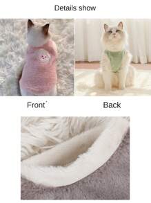 Ropa para gatos Chaleco y abrigo de felpa cálida para gato Ragdoll, perros pequeños, gatito, ropa para mascotas, otoño/invierno - Rosa - Ver 6