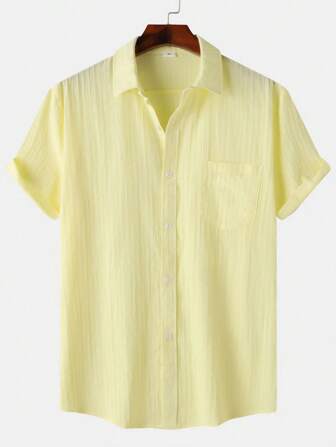 Camisa de manga corta de rayas de unicolor para hombre, verano