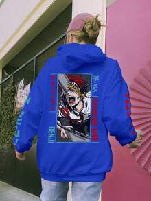 Blouse Moletom Anime Chainsa Man Denji KANGARU 1193 Fluxo Fx - 寶藍色 - 查看 4