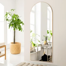 Full Length Mirror 165 X 60 Cm Floor Mirror Standing Mirror Against Wall For Bedroom Panelling And Wall Mounted  Frame Mirror Black - 金色 - 查看 7