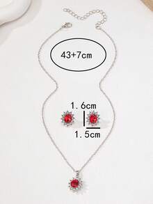 3 piezas/set de aretes y collar elegantes con girasol: diseño de esmeralda y cristal lujoso, adecuado para uso diario y ocasiones especiales - conjunto de joyas - Ver 8