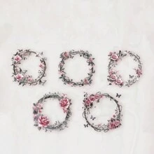 10 Stücke florale runde Rahmen Aufkleber für Scrapbooking - Verschiedenfarbig - Übersicht 11