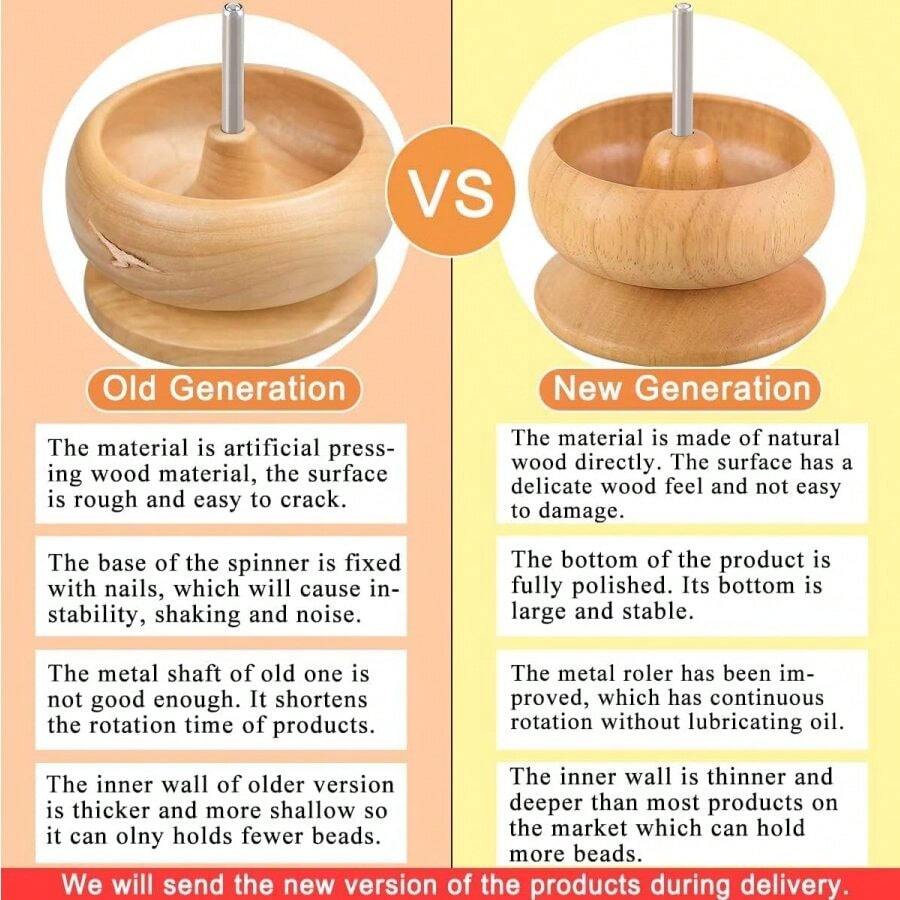 Upgraded Wooden Beading Tool With 2 Large Needles, 3 Colors Of Seed