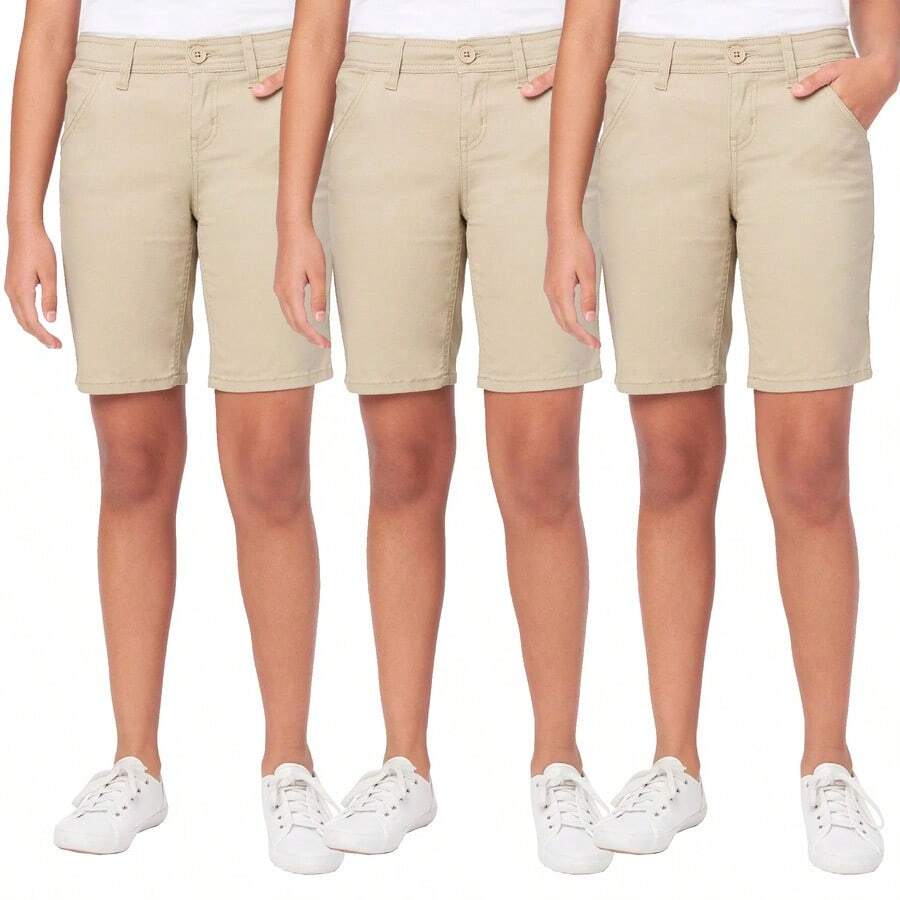 3-Pack Women's Super Stretch Bermuda Shorts - Khaki - View 1