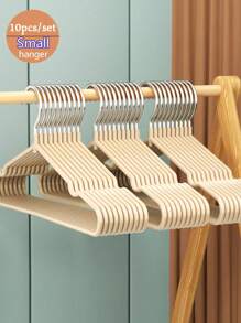 10cs/套家用小衣架 PVC涂层衣架 防滑无痕 加厚小衣架 婴儿小衣服悬挂晾晒支架 - 卡其色 - 查看 2