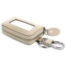 1pc Smart Key Case, PU Leather Key Holder, Men/Women Smart Key Pouch, Flip Cover Key Chain, Cowhide Leather Key Wallet, Smart Key, Car Key Bag, Key Protector, Cute Textured Leather Carabiner With Key Ring - Multicolor - View 18